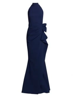 Chiara Boni La Petite Robe Halter Ruffle Gown Catalina Blue -CHIARA BONI LA PETITE ROBE Sales unnamed file 10