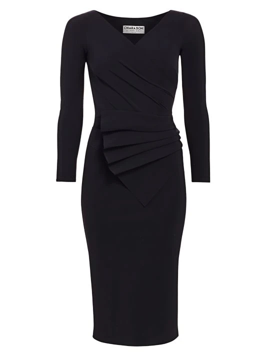 unnamed-file-1012.jpg Chiara Boni La Petite Robe Kaya Pleated Detail Sheath Dress Black -CHIARA BONI LA PETITE ROBE Sales unnamed file 1012