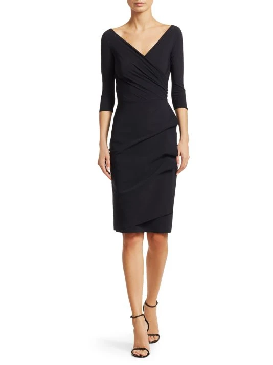 Chiara Boni La Petite Robe Three Quarter-Sleeve Pleated Sheath Dress 4 Chiara Boni La Petite Robe Three Quarter-Sleeve Pleated Sheath Dress - Image 2