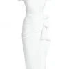Chiara Boni La Petite Robe Off-the-Shoulder Midi Dress White -CHIARA BONI LA PETITE ROBE Sales unnamed file 1107