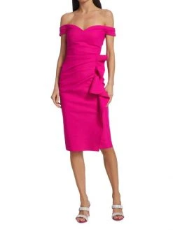 Chiara Boni La Petite Robe Off-the-Shoulder Midi Dress White -CHIARA BONI LA PETITE ROBE Sales unnamed file 1108