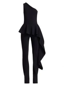 Chiara Boni La Petite Robe Kincso Ruffled Peplum Jumpsuit Black -CHIARA BONI LA PETITE ROBE Sales unnamed file 1116