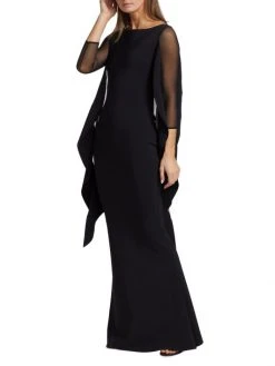 Chiara Boni La Petite Robe Kacey Illusion Mesh Caped Gown 4 Chiara Boni La Petite Robe Kacey Illusion Mesh Caped Gown -CHIARA BONI LA PETITE ROBE Sales unnamed file 1128