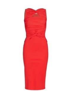 Chiara Boni La Petite Robe Audrine Ruched Cutout Bodycon Dress Geranium -CHIARA BONI LA PETITE ROBE Sales unnamed file 1168