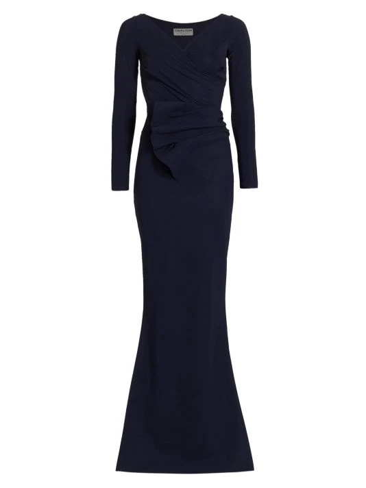 Chiara Boni La Petite Robe Kaya Long-Sleeve Mermaid Gown 3 Chiara Boni La Petite Robe Kaya Long-Sleeve Mermaid Gown