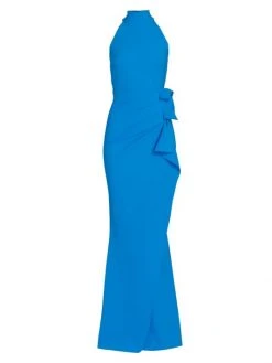 Chiara Boni La Petite Robe Halter Ruffle Gown Catalina Blue -CHIARA BONI LA PETITE ROBE Sales unnamed file 12