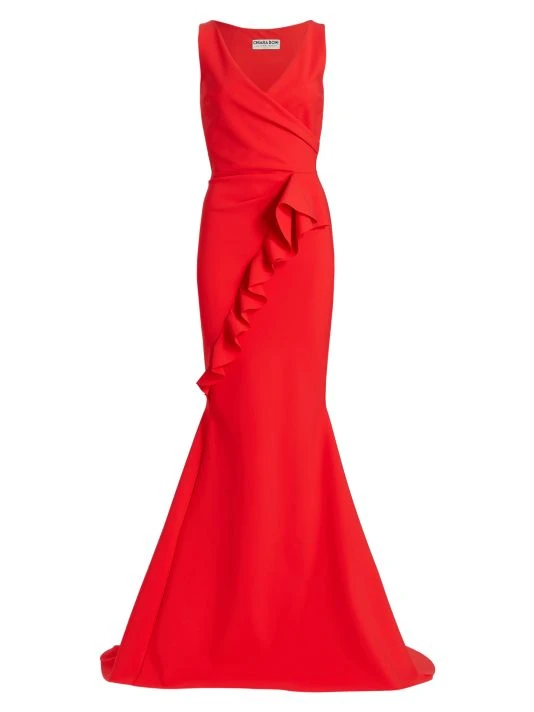 Chiara Boni La Petite Robe Keke Ruffled Jersey Gown Geranium 5 Chiara Boni La Petite Robe Keke Ruffled Jersey Gown Geranium - Image 3