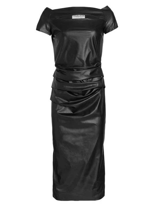 Chiara Boni La Petite Robe Mei Faux Leather Midi Dress 3 Chiara Boni La Petite Robe Mei Faux Leather Midi Dress