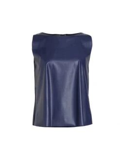 Chiara Boni La Petite Robe Faux Leather Sleeveless Top Rich Blue 4 Chiara Boni La Petite Robe Faux Leather Sleeveless Top Rich Blue -CHIARA BONI LA PETITE ROBE Sales unnamed file 1349