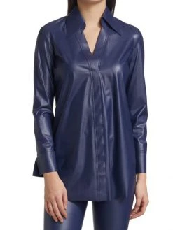 Chiara Boni La Petite Robe Atena Faux Leather Long-Sleeve Top -CHIARA BONI LA PETITE ROBE Sales unnamed file 1406