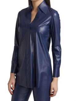 Chiara Boni La Petite Robe Atena Faux Leather Long-Sleeve Top -CHIARA BONI LA PETITE ROBE Sales unnamed file 1407