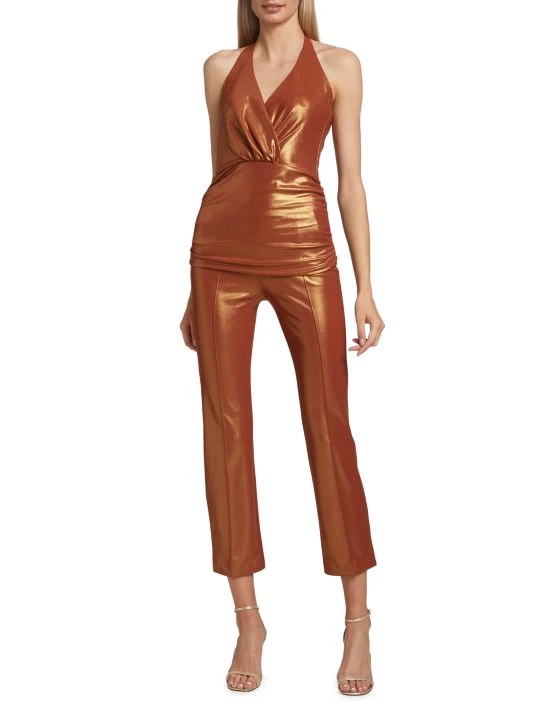 Chiara Boni La Petite Robe Nuccia Metallic Ankle-Length Pants 4 Chiara Boni La Petite Robe Nuccia Metallic Ankle-Length Pants - Image 2