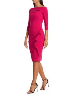 Chiara Boni La Petite Robe Kate Ruffled Three-Quarter Sleeve Bodycon Dress Passion -CHIARA BONI LA PETITE ROBE Sales unnamed file 1646