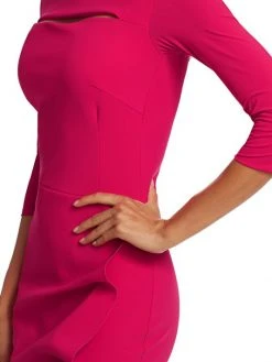 Chiara Boni La Petite Robe Kate Ruffled Three-Quarter Sleeve Bodycon Dress Passion -CHIARA BONI LA PETITE ROBE Sales unnamed file 1649