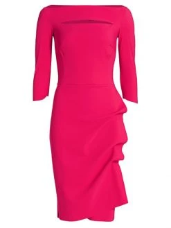 Chiara Boni La Petite Robe Kate Ruffled Three-Quarter Sleeve Bodycon Dress Passion -CHIARA BONI LA PETITE ROBE Sales unnamed file 1653