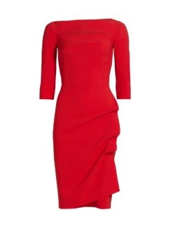 Chiara Boni La Petite Robe Kate Ruffled Three-Quarter Sleeve Bodycon Dress Passion -CHIARA BONI LA PETITE ROBE Sales unnamed file 1654