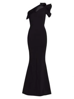 Chiara Boni La Shop 8 Chiara Boni La Petite Robe Kika Ra Ruffled One-Shoulder Trumpet Gown Passion