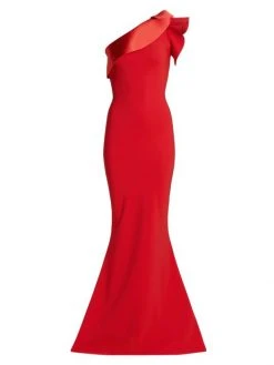 Chiara Boni La Petite Robe Kika Ra Ruffled One-Shoulder Trumpet Gown Passion -CHIARA BONI LA PETITE ROBE Sales unnamed file 1663