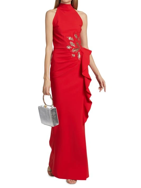 Chiara Boni La Petite Robe Teodorina Sequined Ruffle Halter Gown 4 Chiara Boni La Petite Robe Teodorina Sequined Ruffle Halter Gown - Image 2