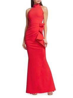 Chiara Boni La Petite Robe Halter Ruffle Gown Catalina Blue -CHIARA BONI LA PETITE ROBE Sales unnamed file 2