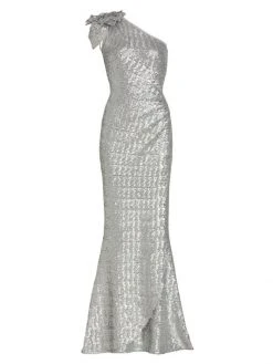 Chiara Boni La Petite Robe Keila Metallic One-Shoulder Gown Dove Grey 8 Chiara Boni La Petite Robe Keila Metallic One-Shoulder Gown Dove Grey -CHIARA BONI LA PETITE ROBE Sales unnamed file 218