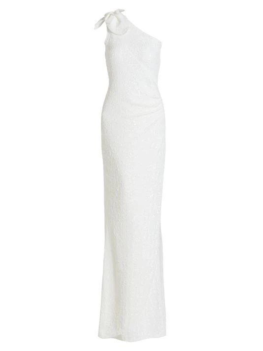 Chiara Boni La Petite Robe Keila Metallic One-Shoulder Gown Dove Grey 6 Chiara Boni La Petite Robe Keila Metallic One-Shoulder Gown Dove Grey - Image 4