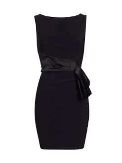 Chiara Boni La Petite Robe Yazhi Satin Sash Cocktail Dress Black -CHIARA BONI LA PETITE ROBE Sales unnamed file 254