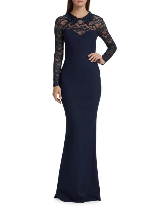 Chiara Boni La Petite Robe Lien Collared Lace Long-Sleeve Gown 4 Chiara Boni La Petite Robe Lien Collared Lace Long-Sleeve Gown - Image 2