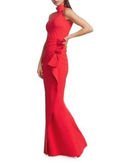 Chiara Boni La Petite Robe Halter Ruffle Gown Catalina Blue -CHIARA BONI LA PETITE ROBE Sales unnamed file 3