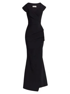 Chiara Boni La Petite Robe Cocoon Collar Trumpet Dress Black -CHIARA BONI LA PETITE ROBE Sales unnamed file 46