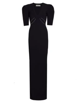 Chiara Boni La Petite Robe Castelo Puff-Sleeve Cut-Out Gown