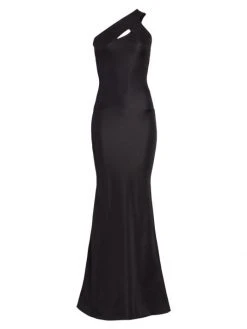 Chiara Boni La Petite Robe Atlas Shimmering One-Shoulder Gown