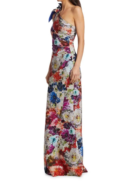 Chiara Boni La Petite Robe Painterly Floral One-Shoulder Gown 6 Chiara Boni La Petite Robe Painterly Floral One-Shoulder Gown - Image 4
