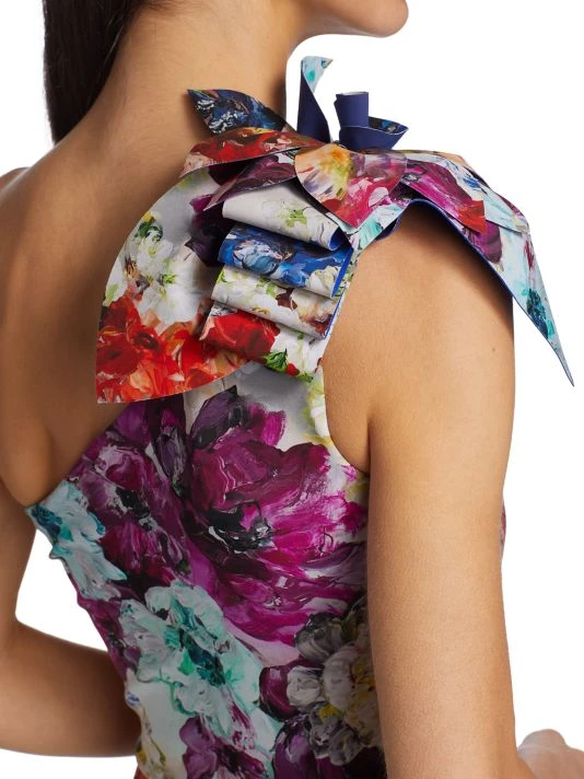 Chiara Boni La Petite Robe Painterly Floral One-Shoulder Gown 8 Chiara Boni La Petite Robe Painterly Floral One-Shoulder Gown - Image 6