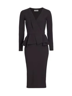 Chiara Boni La Petite Robe Leticia Mixed-Media Peplum-Waist Dress