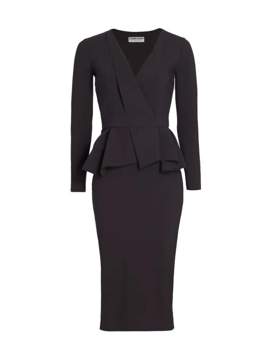 Chiara Boni La Petite Robe Leticia Mixed-Media Peplum-Waist Dress 3 Chiara Boni La Petite Robe Leticia Mixed-Media Peplum-Waist Dress