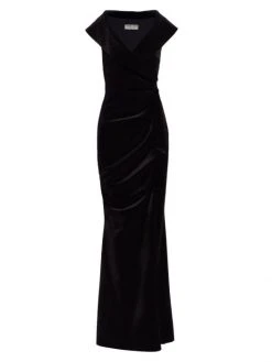 Chiara Boni La Petite Robe Velvet V-Neck Gown