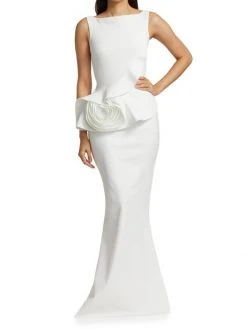 Chiara Boni La Petite Robe Morny Rosette Peplum Gown -CHIARA BONI LA PETITE ROBE Sales unnamed file 847