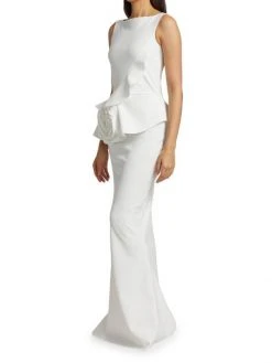 Chiara Boni La Petite Robe Morny Rosette Peplum Gown -CHIARA BONI LA PETITE ROBE Sales unnamed file 849