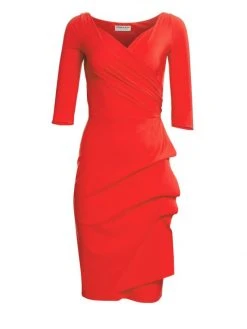 Chiara Boni La Petite Robe Florian Side Ruffle Dress Red -CHIARA BONI LA PETITE ROBE Sales unnamed file 872
