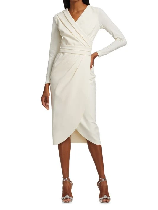 unnamed-file-883.jpg Chiara Boni La Petite Robe Jodene Pleated Wrap Midi Dress Cream -CHIARA BONI LA PETITE ROBE Sales unnamed file 883
