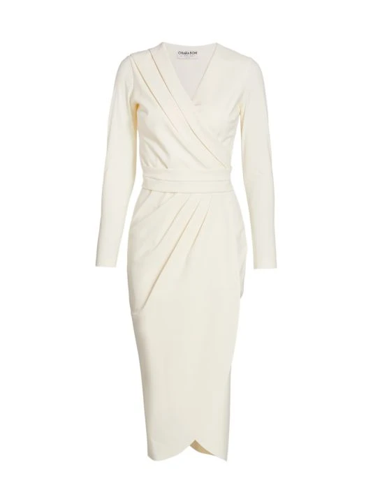 unnamed-file-886.jpg Chiara Boni La Petite Robe Jodene Pleated Wrap Midi Dress Cream -CHIARA BONI LA PETITE ROBE Sales unnamed file 886