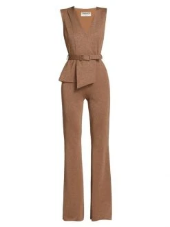 Chiara Boni La Petite Robe Kerolyn Lurex Belted Jumpsuit Duna -CHIARA BONI LA PETITE ROBE Sales unnamed file 922