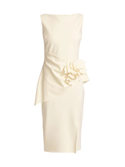 Chiara Boni La Petite Robe Oksana Floral Applique Sheath Dress Cream 5 Chiara Boni La Petite Robe Oksana Floral Applique Sheath Dress Cream - Image 3