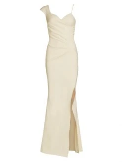 Chiara Boni La Petite Robe One-Shoulder Front-Slit Wrap Gown